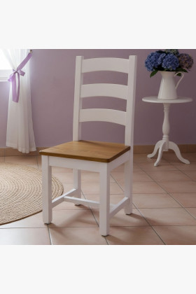 Massiver Kiefernholz Esszimmerstuhl Provence Stil Weiß Braun